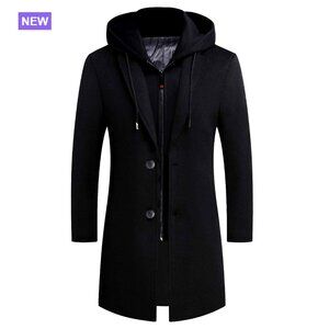 Wool Blend Trench Coat Overcoat Long Top Coat Warm Pea Coat